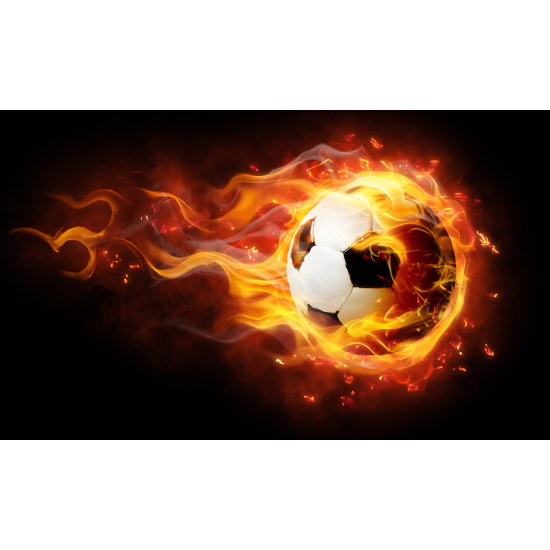 Panoramic Wallpaper - Wall Mural Foot / Football - Soccer ball on fire