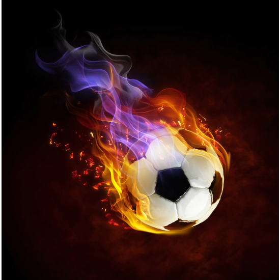 Panoramic Wallpaper - Wall Mural Foot / Football - Soccer ball on fire