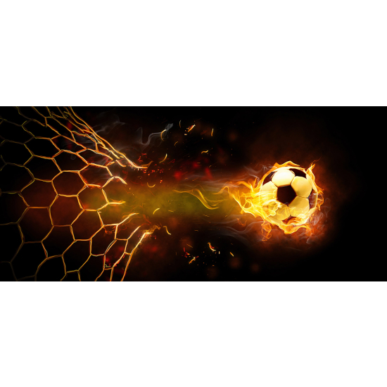 Panoramic Wallpaper - Wall Mural Foot / Football - Soccer ball on fire