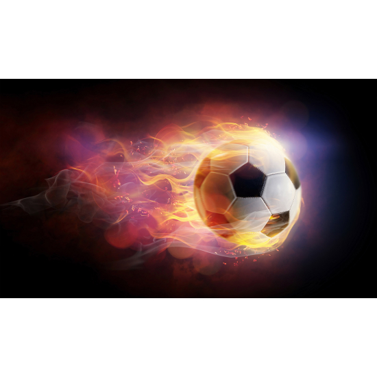 Panoramic Wallpaper - Wall Mural Foot / Football - Soccer ball on fire