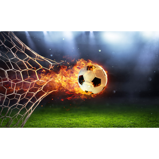 Panoramic Wallpaper - Wall Mural Foot / Football - Soccer ball on fire