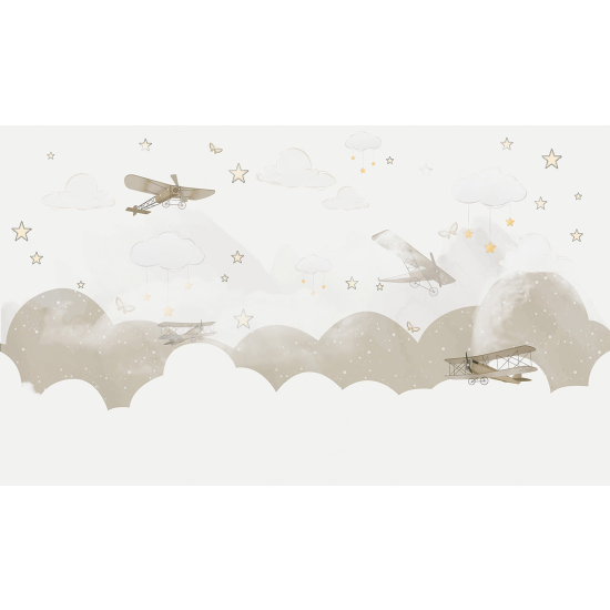 Panoramic Wallpaper - Wall Mural for Children - Airplanes