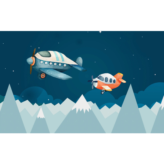 Panoramic Wallpaper - Wall Mural for Children - Airplanes