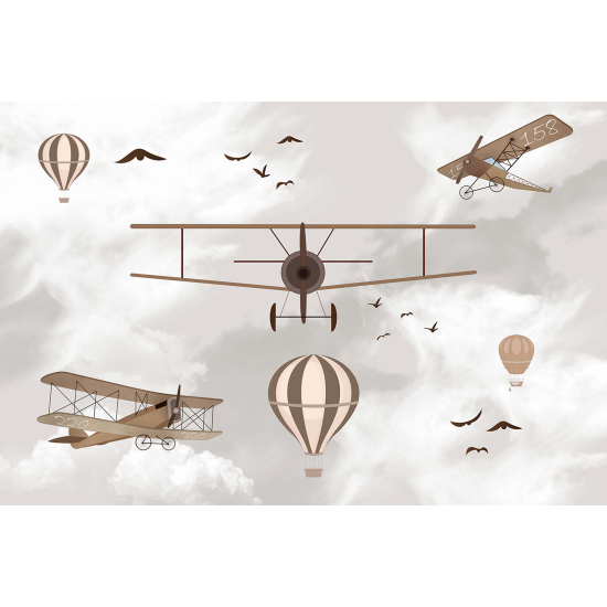 Panoramic Wallpaper - Wall Mural for Children - Airplanes