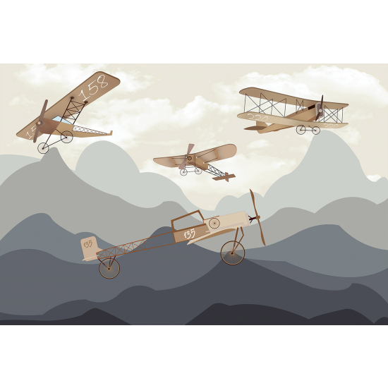 Panoramic Wallpaper - Wall Mural for Children - Airplanes