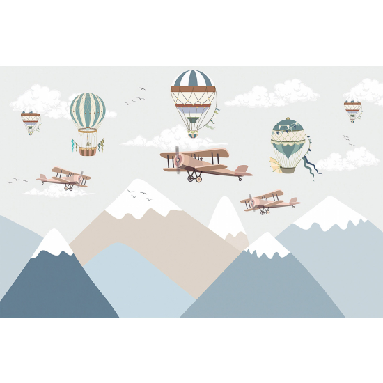 Panoramic Wallpaper - Wall Mural for Children - Airplanes