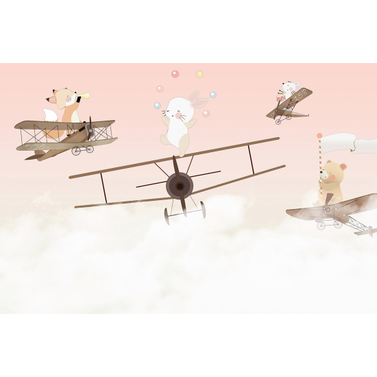 Panoramic Wallpaper - Wall Mural for Children - Animal Planes