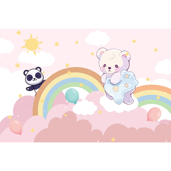 Panoramic Wallpaper - Wall Mural for Children - Animals Rainbows