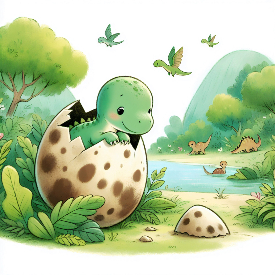 Panoramic Wallpaper - Wall Mural for Children - Baby Dinosaur