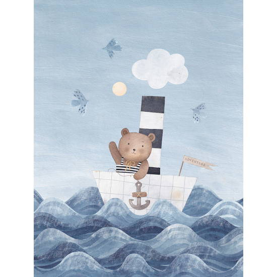 Panoramic Wallpaper - Wall Mural for Children - Bear Boat