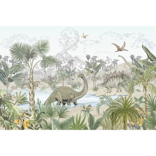 Panoramic Wallpaper - Wall Mural for Children - Dinosaurs