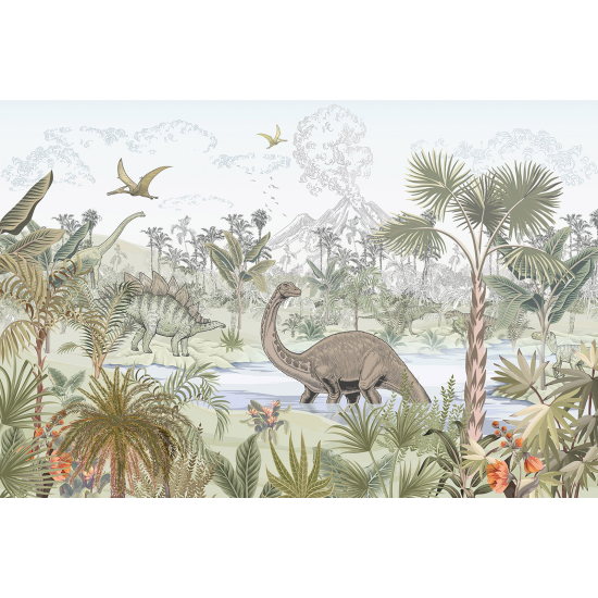 Panoramic Wallpaper - Wall Mural for Children - Dinosaurs