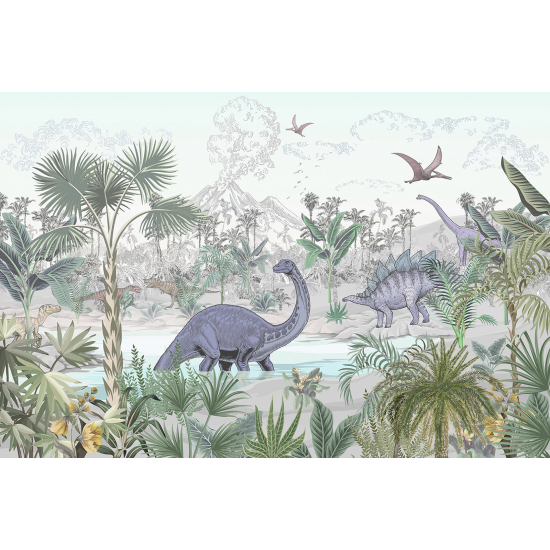 Panoramic Wallpaper - Wall Mural for Children - Dinosaurs