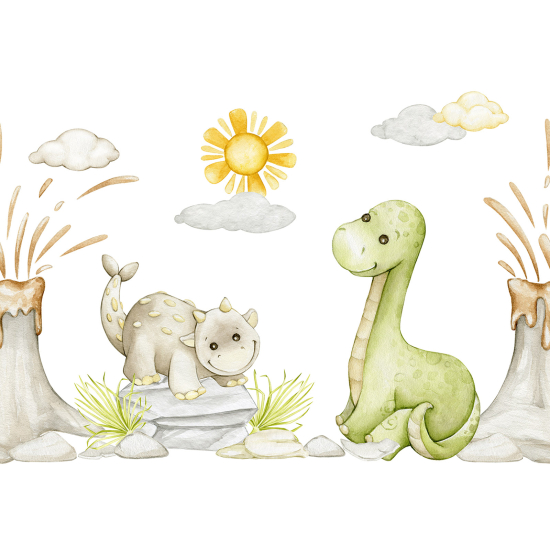 Panoramic Wallpaper - Wall Mural for Children - Dinosaurs