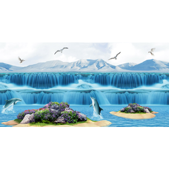 Panoramic Wallpaper - Wall Mural for Children - Dolphin Waterfall