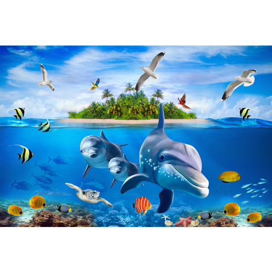 Panoramic Wallpaper - Wall Mural for Children - Dolphins