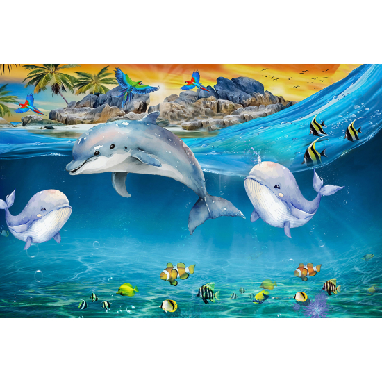 Panoramic Wallpaper - Wall Mural for Children - Dolphins