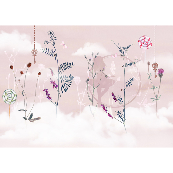 Panoramic Wallpaper - Wall Mural for Children - Fairy Flowers