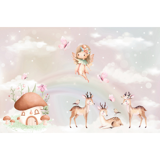 Panoramic Wallpaper - Wall Mural for Children - Fairy Forest Animals