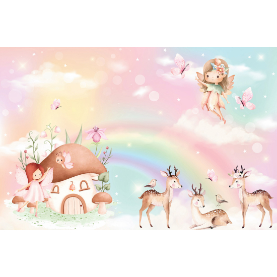 Panoramic Wallpaper - Wall Mural for Children - Fairy Forest Animals