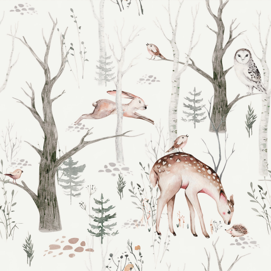 Panoramic Wallpaper - Wall Mural for Children - Forest Animals