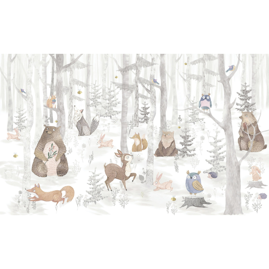 Panoramic Wallpaper - Wall Mural for Children - Forest Animals