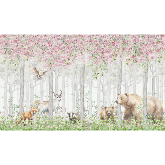 Panoramic Wallpaper - Wall Mural for Children - Forest Animals