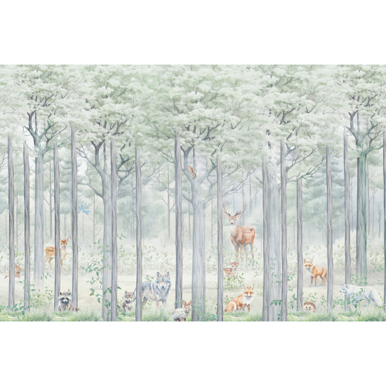 Panoramic Wallpaper - Wall Mural for Children - Forest Animals