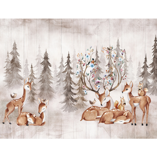 Panoramic Wallpaper - Wall Mural for Children - Forest Animals