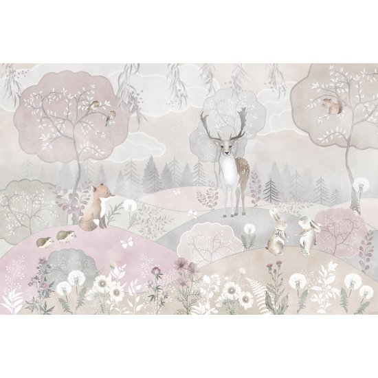 Panoramic Wallpaper - Wall Mural for Children - Forest Animals