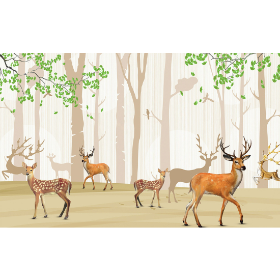 Panoramic Wallpaper - Wall Mural for Children - Forest Animals