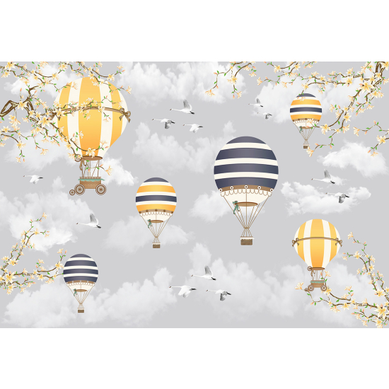 Panoramic Wallpaper - Wall Mural for Children - Hot Air Balloons