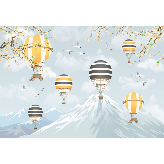 Panoramic Wallpaper - Wall Mural for Children - Hot Air Balloons