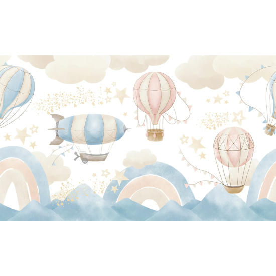 Panoramic Wallpaper - Wall Mural for Children - Hot Air Balloons