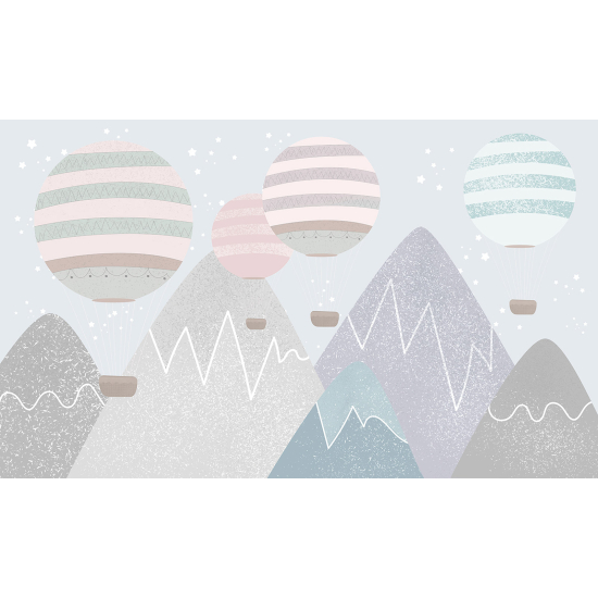 Panoramic Wallpaper - Wall Mural for Children - Hot Air Balloons