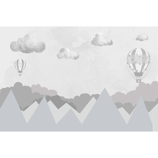 Panoramic Wallpaper - Wall Mural for Children - Hot Air Balloons