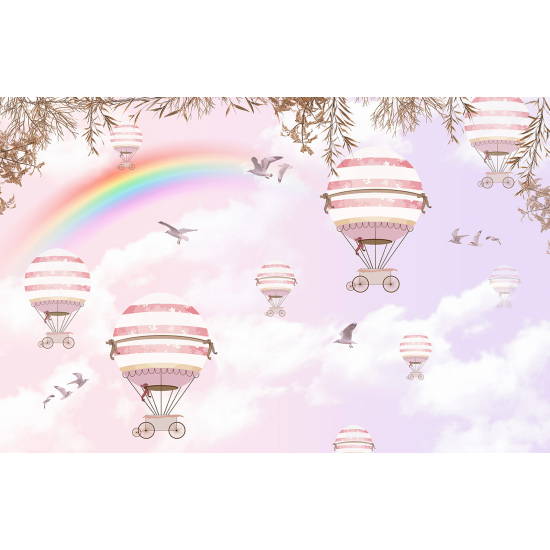 Panoramic Wallpaper - Wall Mural for Children - Hot Air Balloons