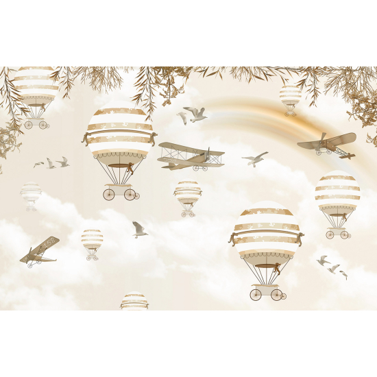 Panoramic Wallpaper - Wall Mural for Children - Hot Air Balloons