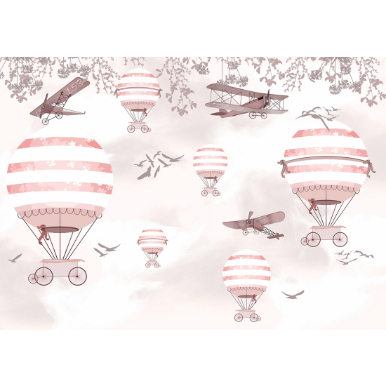 Panoramic Wallpaper - Wall Mural for Children - Hot Air Balloons