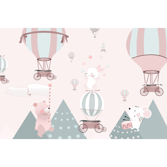 Panoramic Wallpaper - Wall Mural for Children - Hot Air Balloons