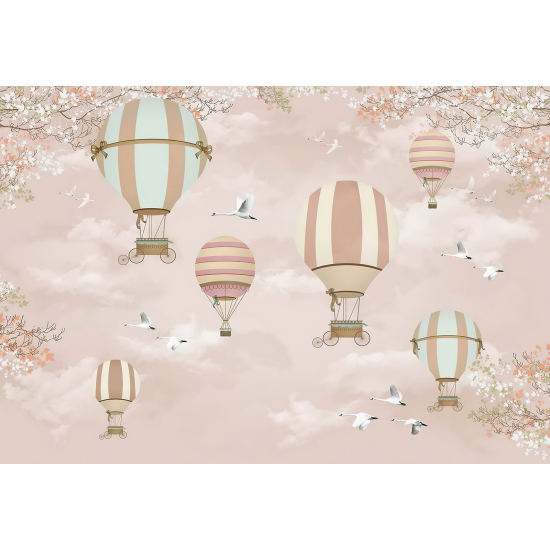 Panoramic Wallpaper - Wall Mural for Children - Hot Air Balloons