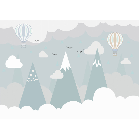 Panoramic Wallpaper - Wall Mural for Children - Hot Air Balloons