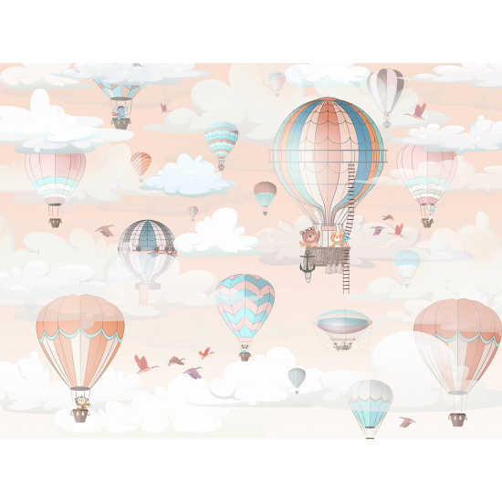 Panoramic Wallpaper - Wall Mural for Children - Hot Air Balloons