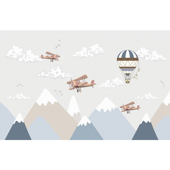 Panoramic Wallpaper - Wall Mural for Children - Hot Air Balloons