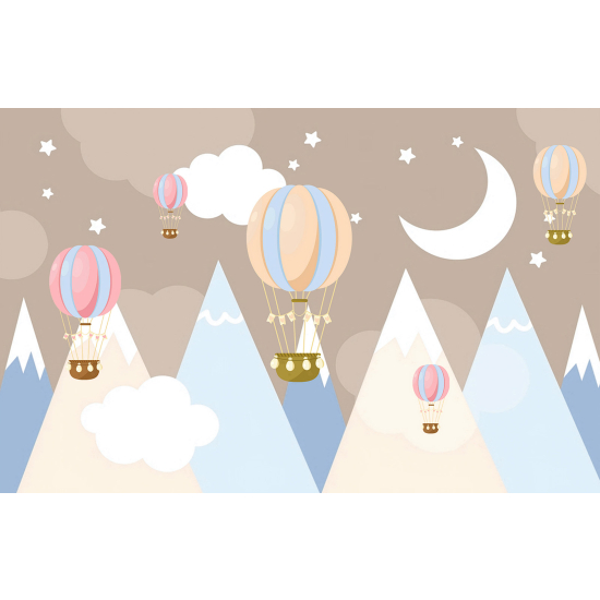 Panoramic Wallpaper - Wall Mural for Children - Hot Air Balloons