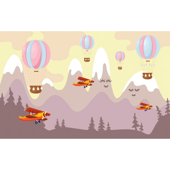 Panoramic Wallpaper - Wall Mural for Children - Hot Air Balloons