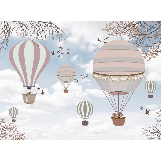 Panoramic Wallpaper - Wall Mural for Children - Hot Air Balloons