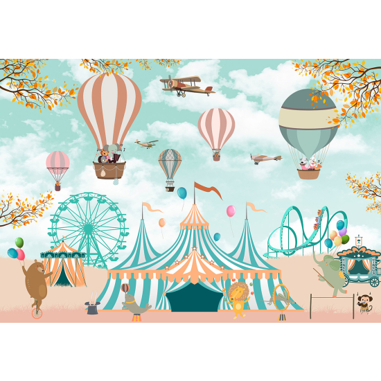 Panoramic Wallpaper - Wall Mural for Children - Hot Air Balloons