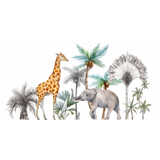 Panoramic Wallpaper - Wall Mural for Children - Jungle Animals