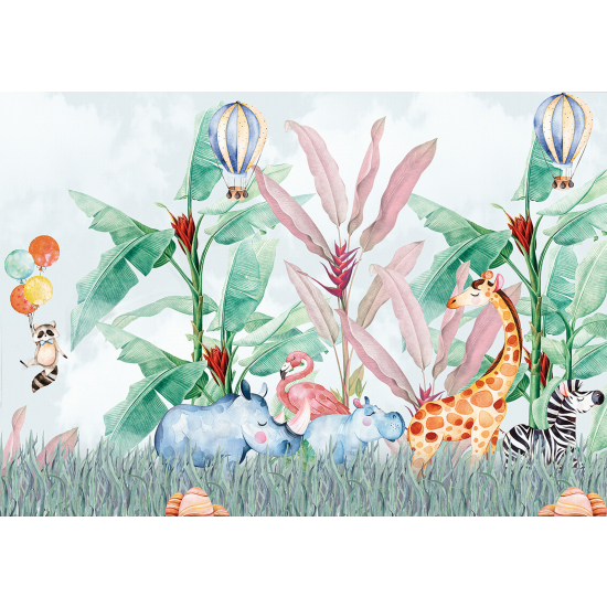 Panoramic Wallpaper - Wall Mural for Children - Jungle Animals